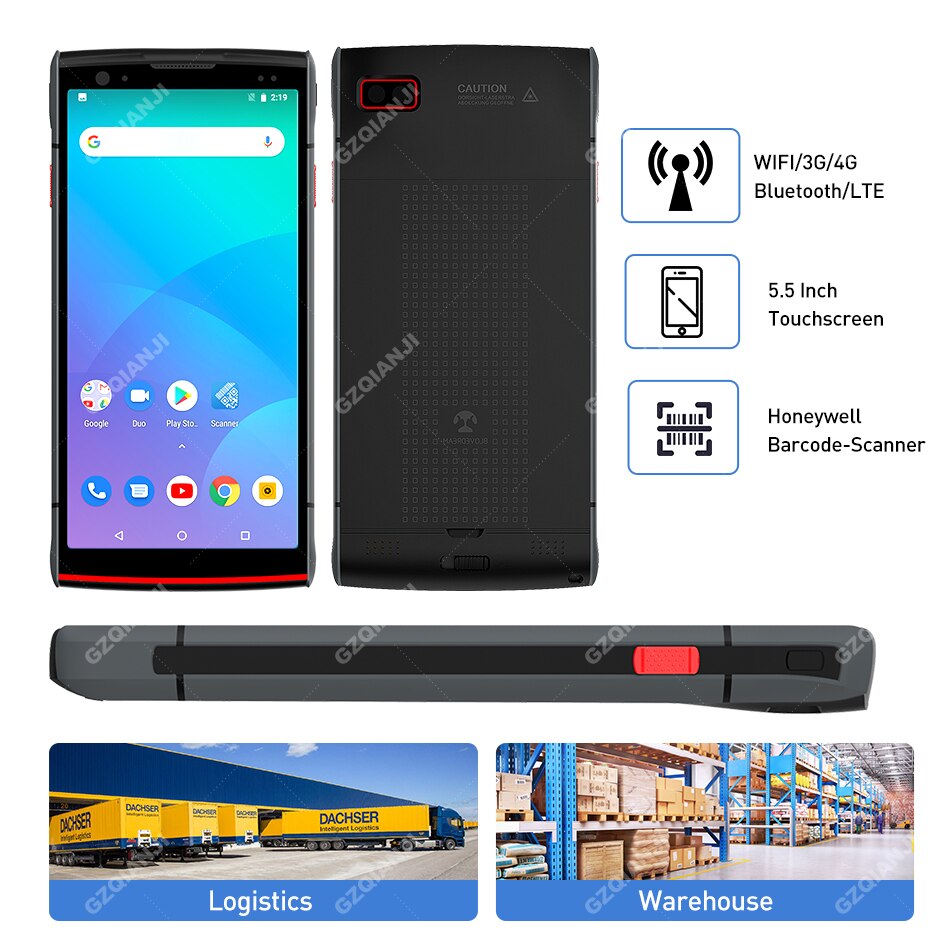 Handheld PDA Android 9.0 Rugged POS Terminal Honeywell 6603 2D Barcode Scanner Reader WiFi 4G Bluetooth NFC PDA