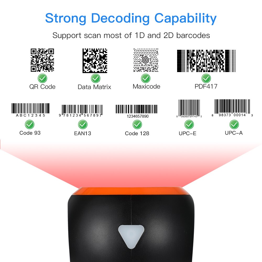 Hands-Free 1D 2D Desktop Barcode Scanner QR Barcode Reader Support Screen Scanning Platform Scanner for Warehouse,