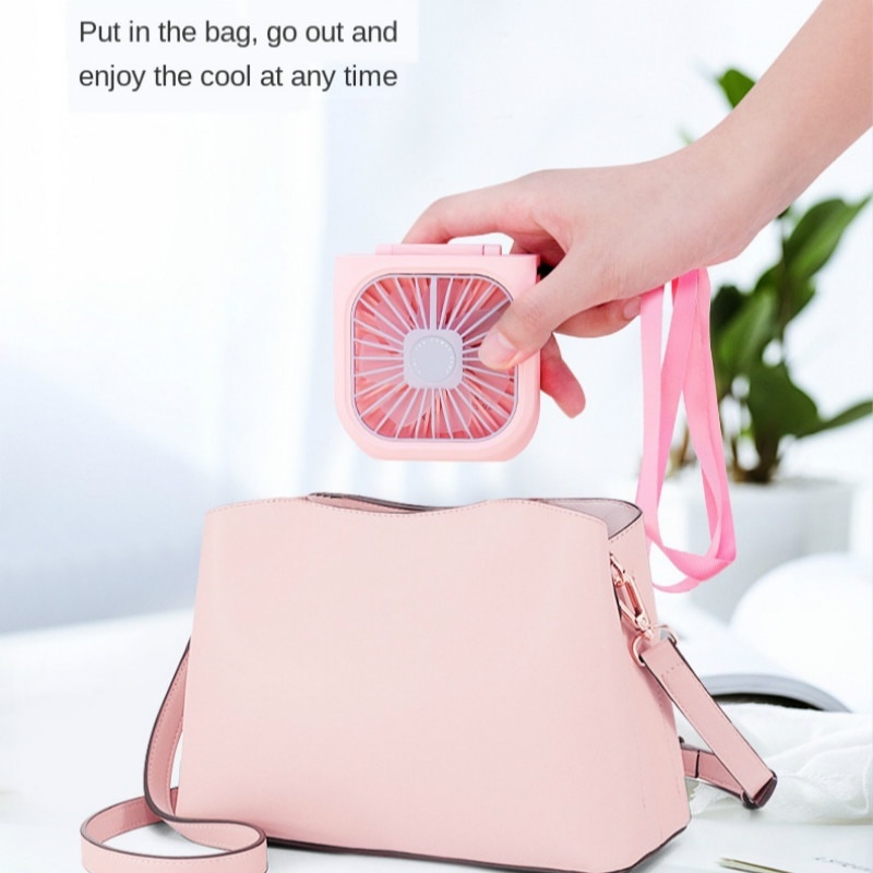 Hanging Neck Fans Mini Portable Folding USB Small Fan Mute Power Bank Portable Handheld Desktop Multi Function Charge Fan