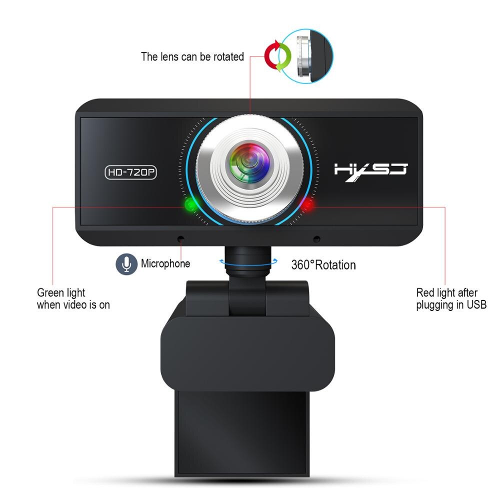 S90 HD webcam 720P web cam 360 degree rotating PC camera video call and recording with noise reduction microphone for PC