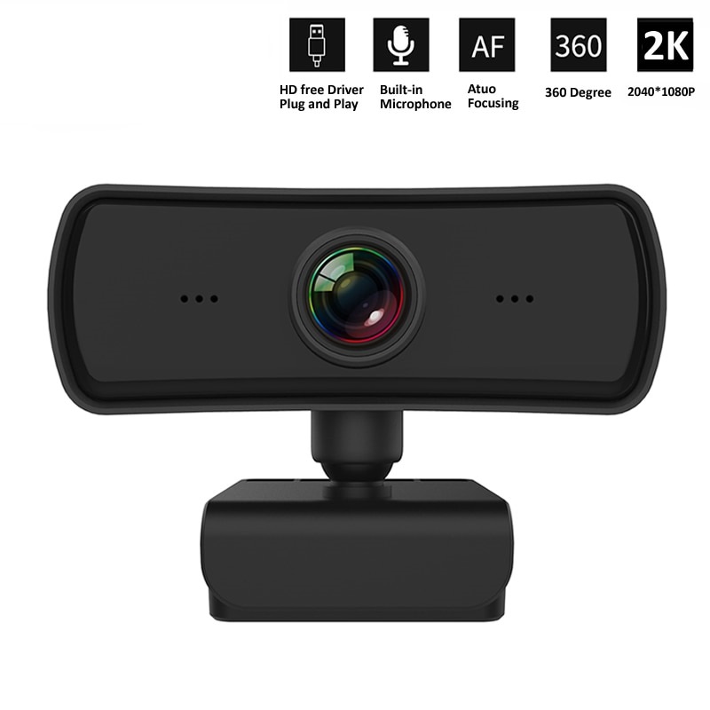 2K 2040*1080P Webcam HD Computer PC WebCamera with Microphone Rotatable Cameras for Live Stream Video Class Conference PC Gamer