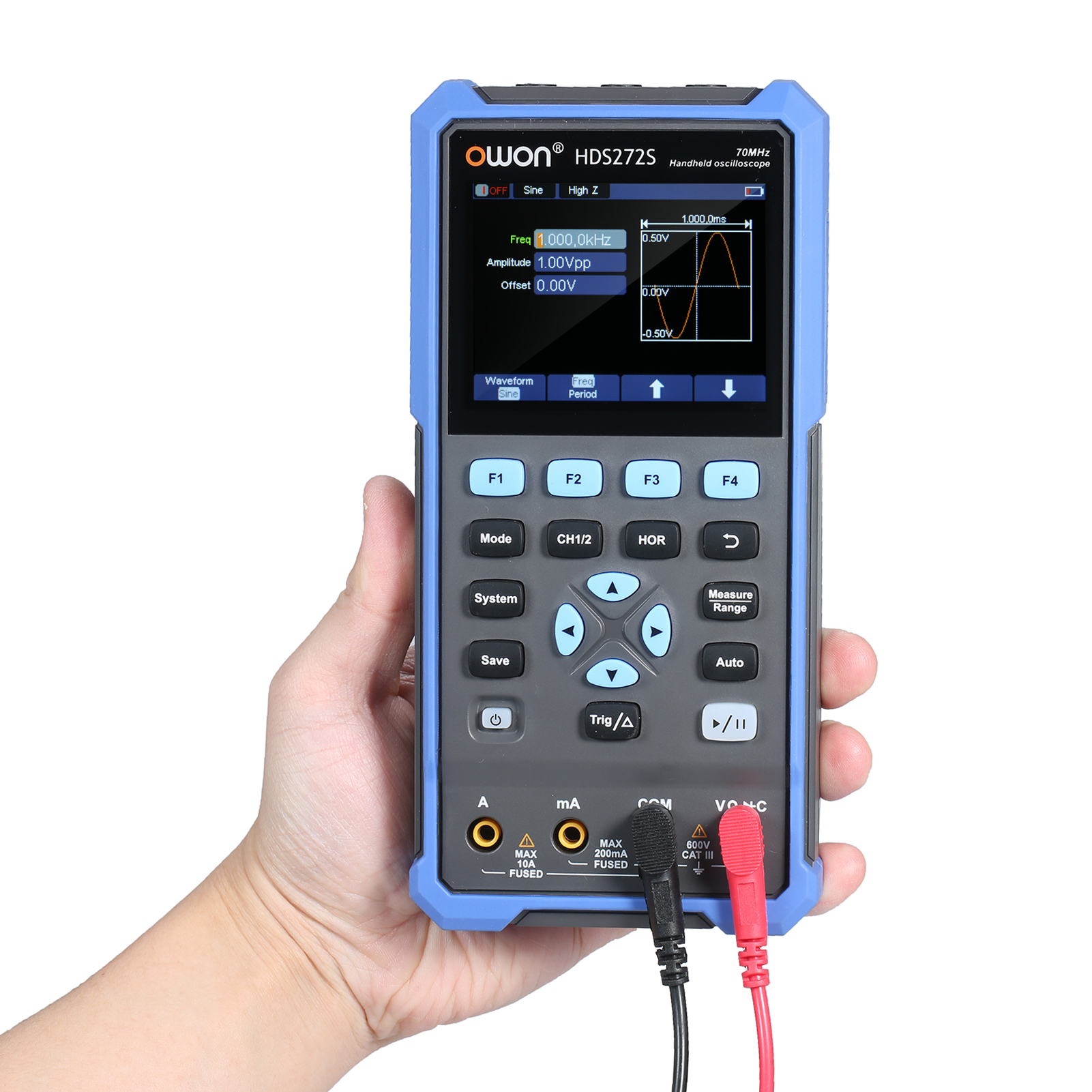 HDS272 Oscilloscope 3-in-1 Digital Oscilloscope Waveform Generator Multimeter 2CH USB TypeC 40/70MHz 3.5 LCD Test Meter