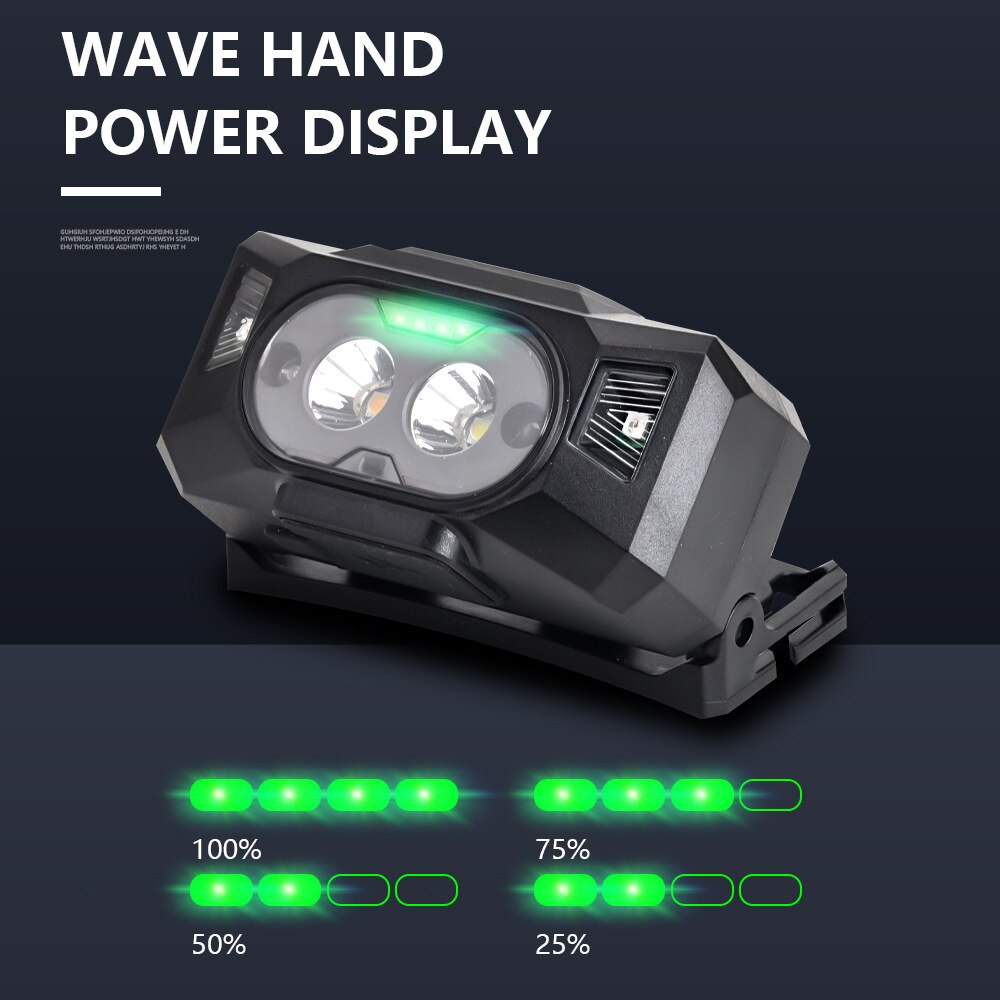 Headlamp Rechargeable LED Headlight Body Motion Sensor Head Flashlight Camping Torch Light Lamp With USB Built-in Battery