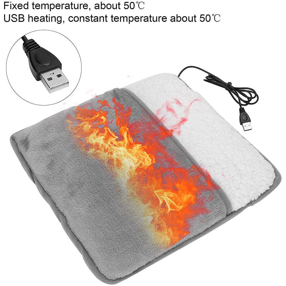 Heating Slippers USB Rechargeable Electric Foot Heating Cushion Comfortable Constant Temperature for Winter Home Office Supplies
