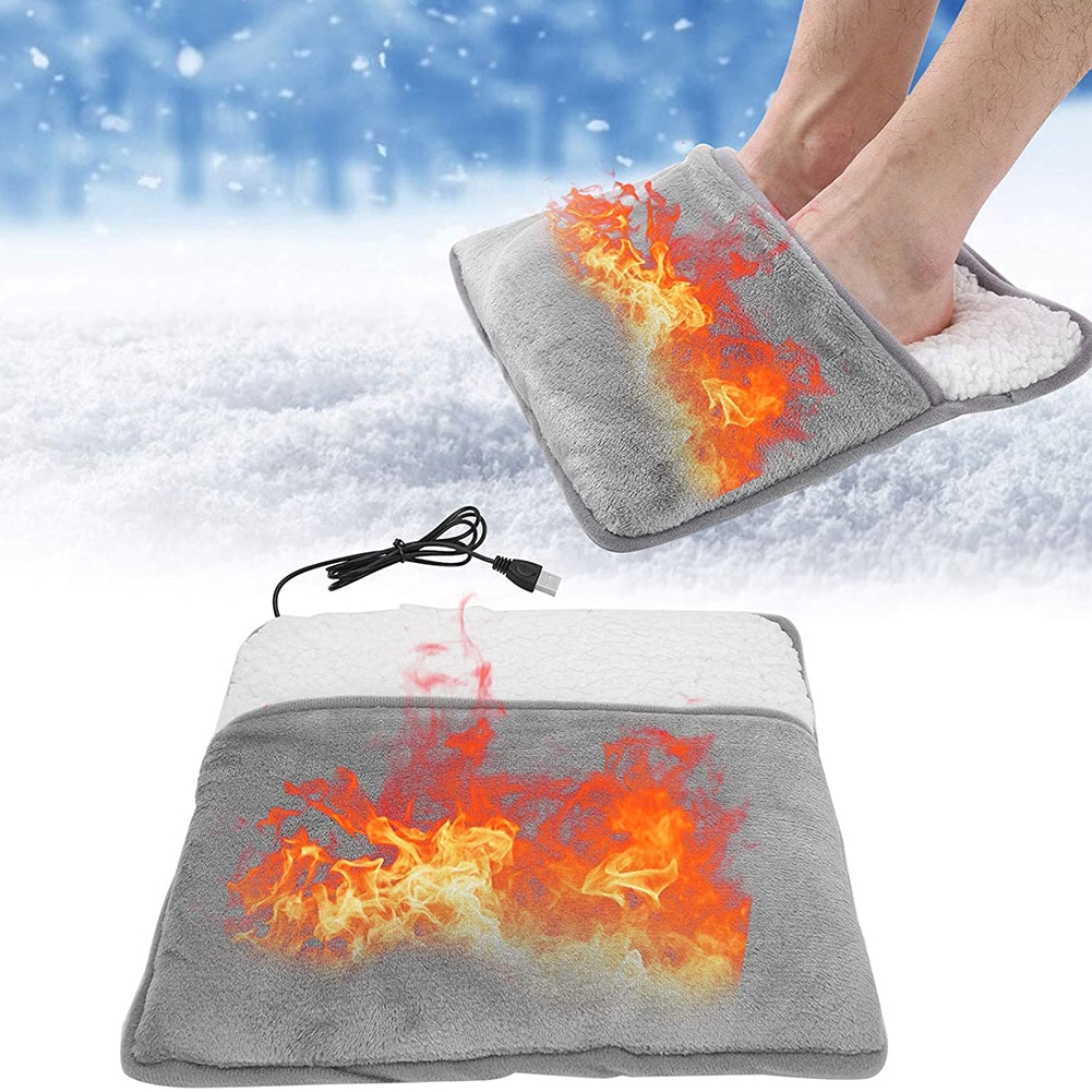 Heating Slippers USB Rechargeable Electric Foot Heating Cushion Comfortable Constant Temperature for Winter Home Office Supplies