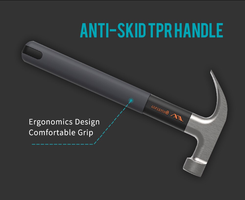 Heavy-Duty Claw Hammer Woodworking Nail Puller Multifunctional Anti-Skid Shockproof Steel Percussion Hammer Hand Tool