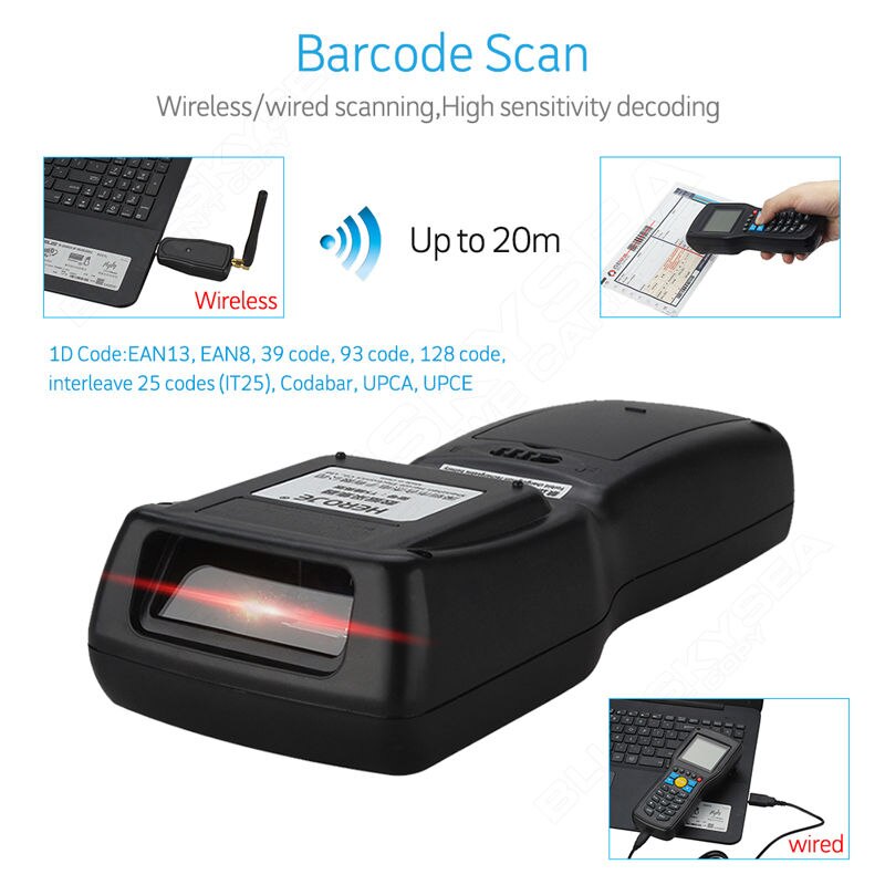 T5 Elite Vision Wireless 433MHz 1D Barcode Scanner Data Collector Inventory Management EAN13 1D With Search Engine
