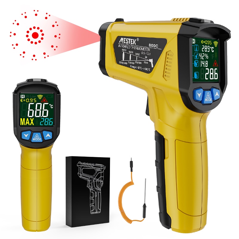 High Temperature Infrared Laser Electronic Thermometer Colorful Display Non Contact Thermometro Pyrometer IR Thermometer Gun