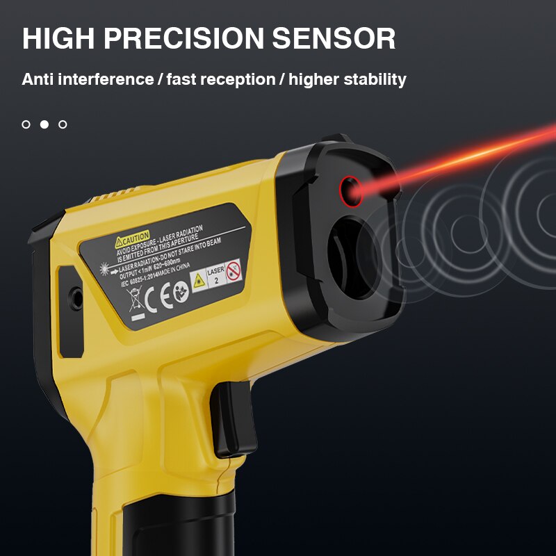 High Temperature Infrared Laser Electronic Thermometer Colorful Display Non Contact Thermometro Pyrometer IR Thermometer Gun
