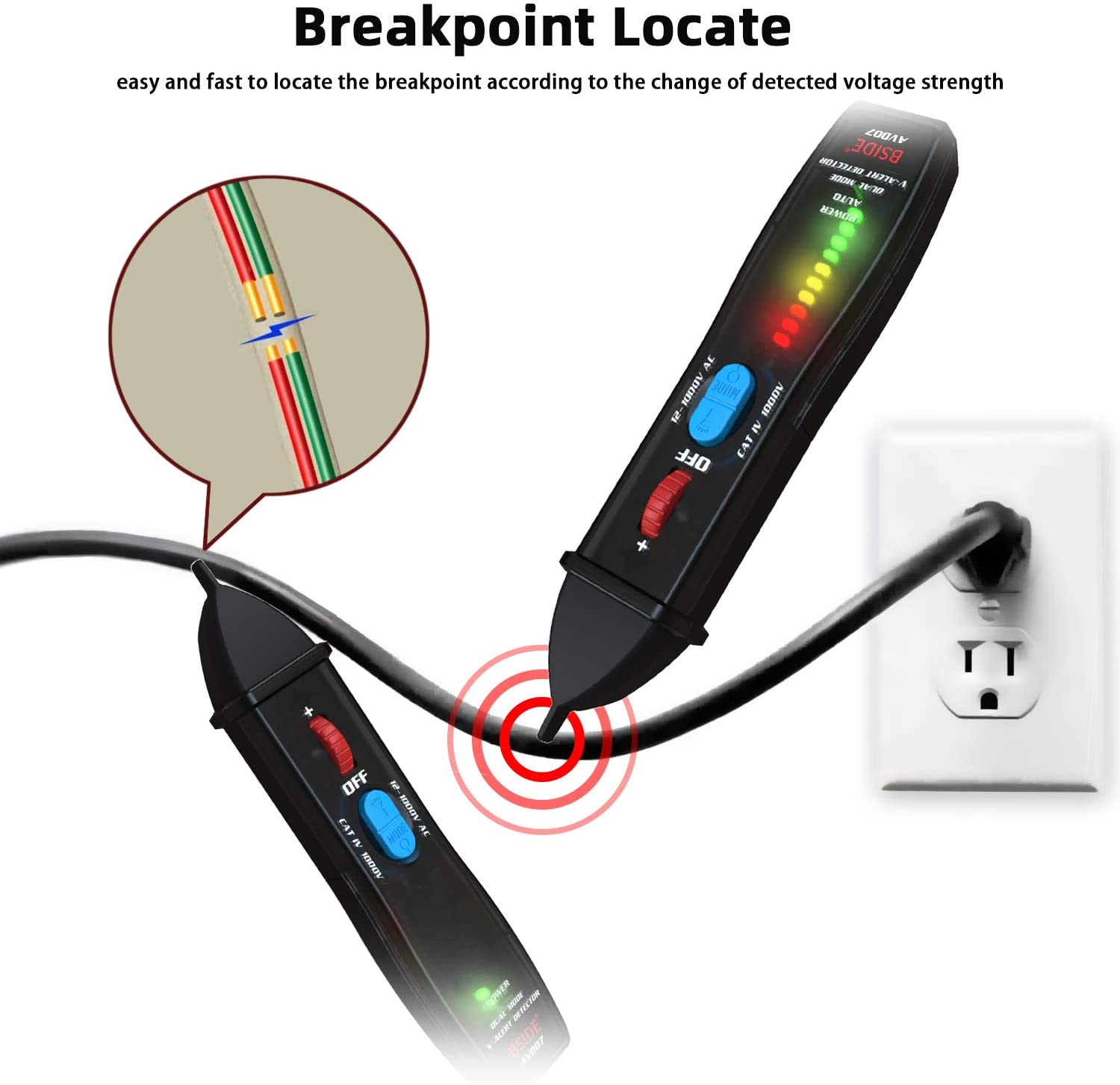 AVD07 Home Safety Check Kit Non-contact Voltage Detector Auto/Manual Mode Electric Tester Pen and Display Outlet Socket Tester