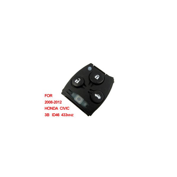 Remote 433mhz ID46 3 Button (2008-2012) for Honda Civic