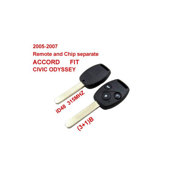 2005-2007 Remote Key 3+1 Button and Chip Separate ID:48(315MHZ) for Honda Fit ACCORD FIT CIVIC ODYSSEY