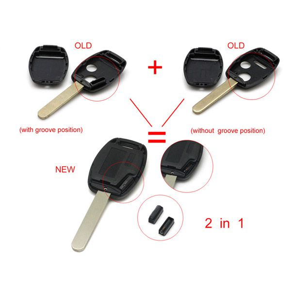 5pcs/lot Remote key shell 2+1 button (with paper sticker) for Honda