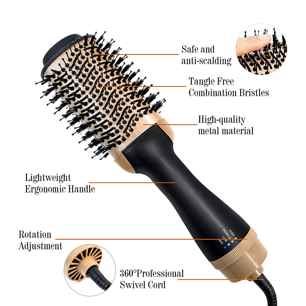 Hot Air Brush 3 In 1 One Step Hair Dryer and Volumizer Hair Straightener Electric Blow Dryer Hot Comb Hair Styler Hairdryer