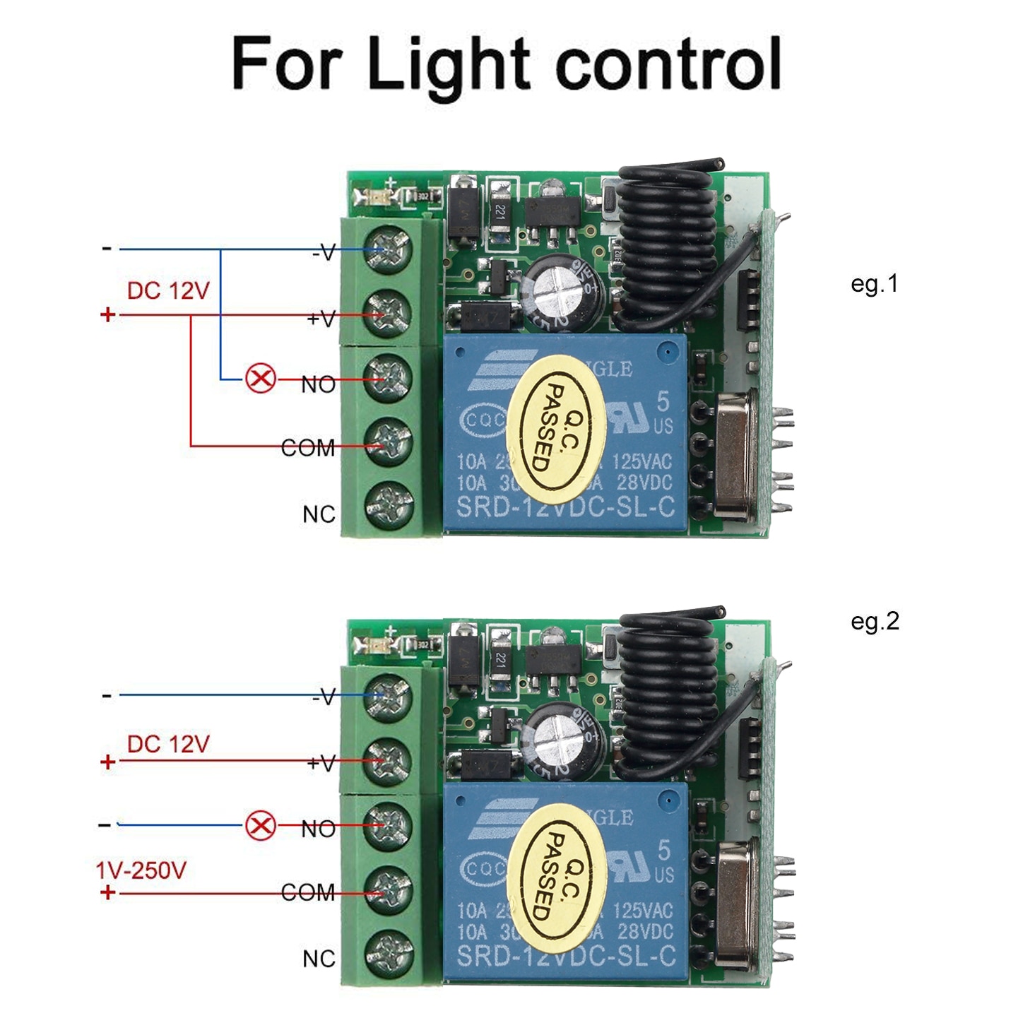 Hot DC12V 10A Relay 1 CH Wireless RF Remote Control Switch Transmitter with Receiver Module 433mhz LED Remote Control