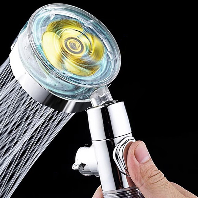 Hot Shower Head Water Saving Flow 360 Degrees Rotating With Small Fan ABS Rain High Pressure Spray Nozzle Bathroom Accessories