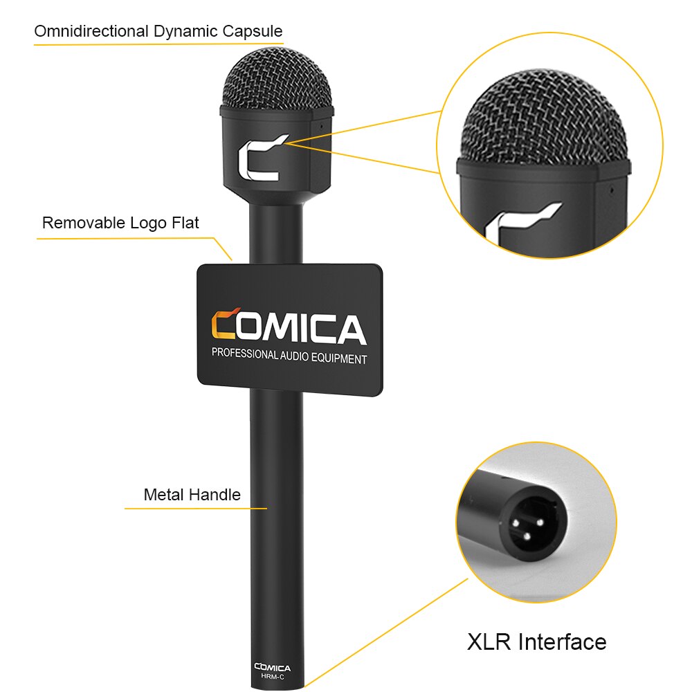 HRM-C Dynamic Handheld Microphone for DSLR Cameras/Camcorders,Reporter Mic for Professional Interview