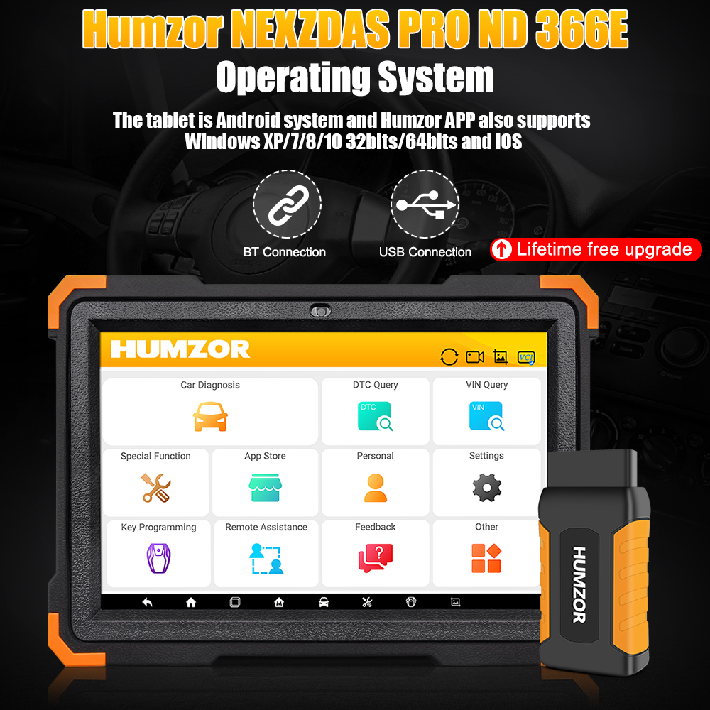 Humzor NexzDAS ND366 Elite Automotivo Scanner Code Reader OBD 2 OBD2 Car Diagnostic Tool IMMO TPMS Reset Key ECU Programmer Tool