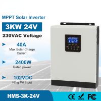 Hybrid Solar Inverter 3000VA 2400W Pure Sine Wave DC 24V AC 220VAC MPPT Solar Inversor Build In 40A Solar Controller &AC Charger
