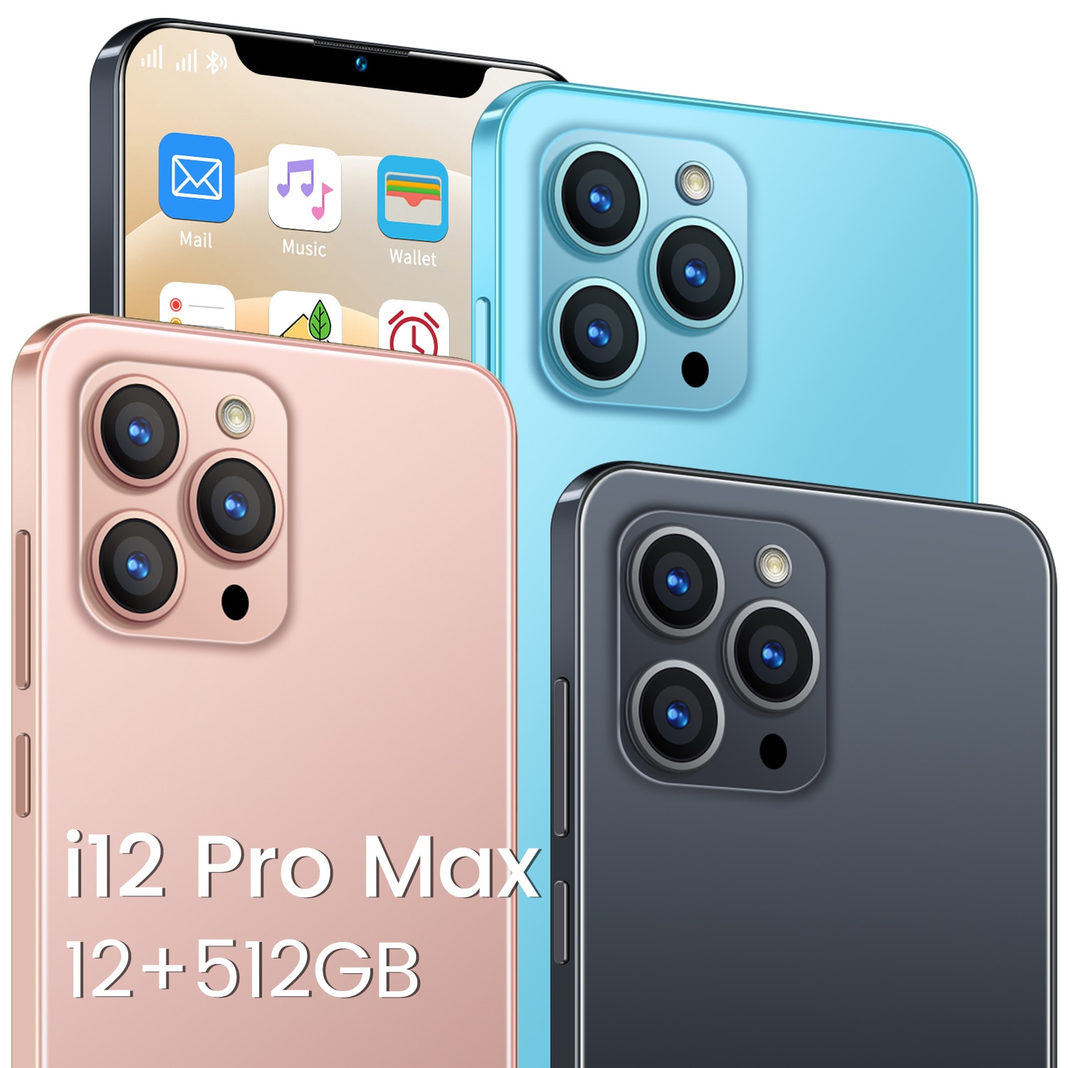 i12 Pro Max Smartphone Android10 6.7 Inch HD Screen 5G Cellphone 12+512GB Face ID 5800mAh Dual SIM Mobile Phone