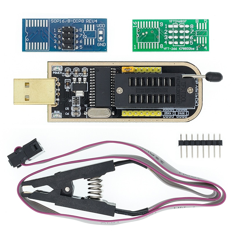 I21 CH341A 24 25 Series EEPROM Flash BIOS USB Programmer Module + SOIC8 SOP8 Test Clip For EEPROM 93CXX / 25CXX / 24CXX DIY KIT
