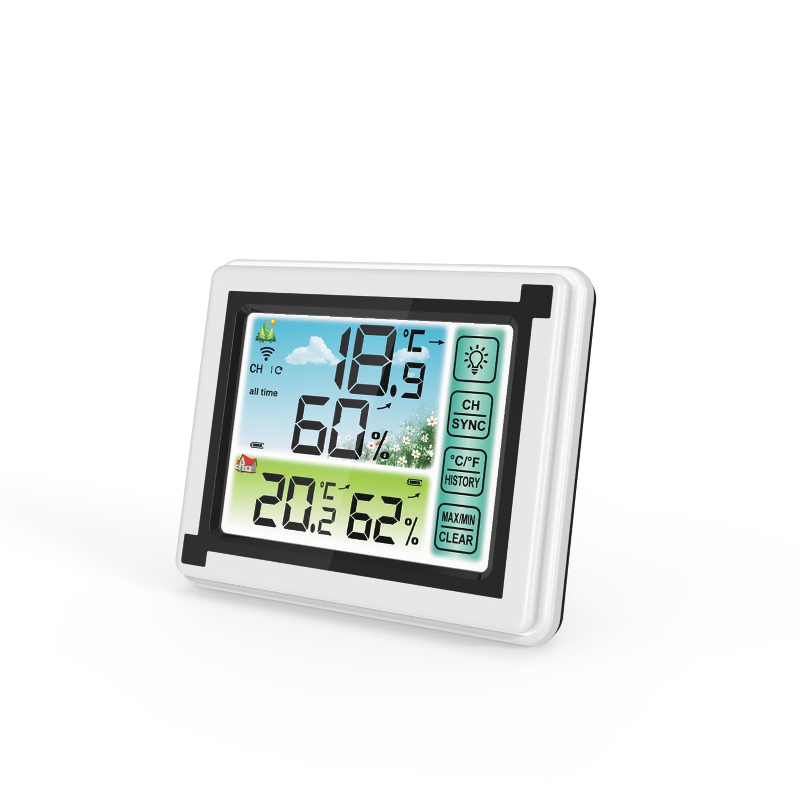 Indoor Outdoor Wireless Digital Thermohygrometer Temperature Mter Humidity Monitor Weather Station Clock Hygrometer