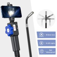 180° Steering Industrial Endoscope Camera 8.5MM Borescope Cars Inspection Camera 8 LED for iPhone Android PC