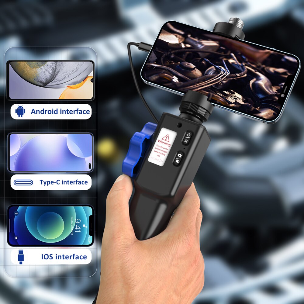 180° Steering Industrial Endoscope Camera 8.5MM Borescope Cars Inspection Camera 8 LED for iPhone Android PC