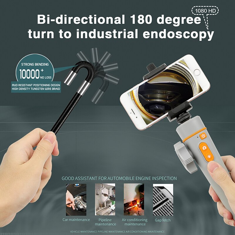 180 Degree Inspection Camera Articulating Industrial Endoscope Camera 6mm/ 8.5mm HD Pipe Camera With 6 LED for iPhone Android