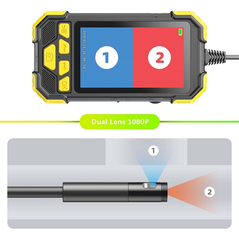 Y19 Industrial Endoscope Single & Dual Lens Camera HD1080P 4.3" IPS Screen Endoscope for Car Underwater Camera Semi-Rigid Cable