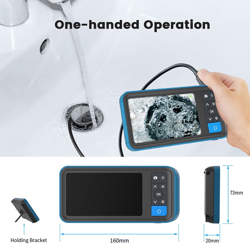 MS450 Single & Dual Lens Industrial Endoscope 1080P 4.5” LCD Pipe Sewer Inspection Camera Waterproof Snake Camera with 6 LED