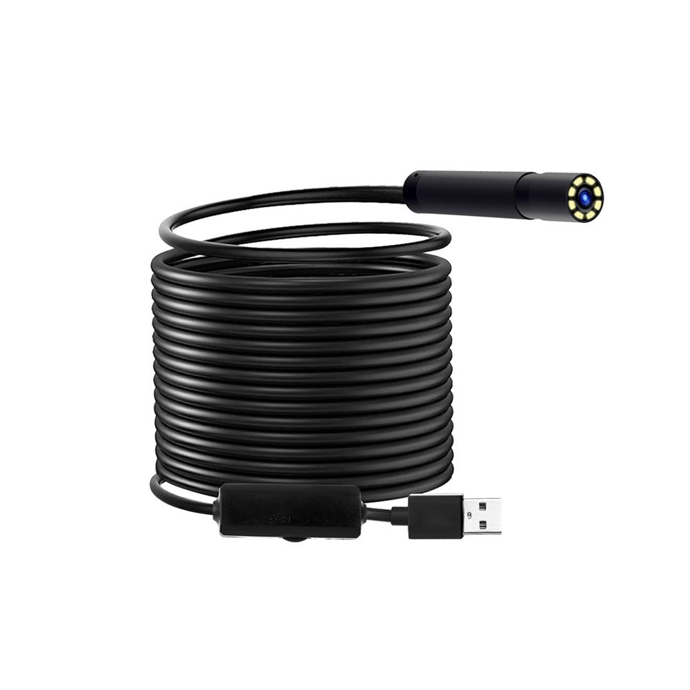 2m/5m/10m Soft Wire Industrial Endoscope Borescope Inspection Camera Built-in 8pcs LEDs 8mm Lens IP67 Waterproof USB Endoscope