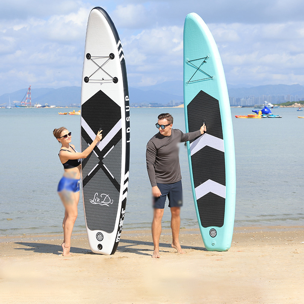 LinDo Inflatable Stand Up Paddle Board SUP Board Surfboard Water Sport Surf Set with Paddle Board Tail Fin Foot Rope Inflator