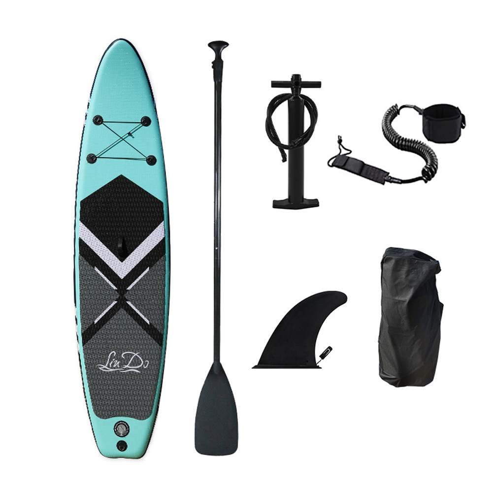 LinDo Inflatable Stand Up Paddle Board SUP Board Surfboard Water Sport Surf Set with Paddle Board Tail Fin Foot Rope Inflator