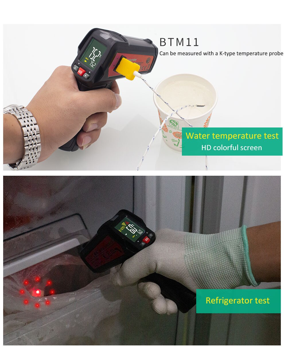 BTM11 Infrared Thermometer Professional Digital IR-LCD Color Temperature Meter -50~580 Non-contact Laser Thermometers Pyrometer