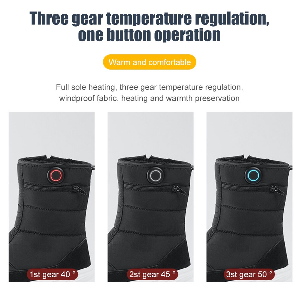 Intelligent Electric Heating Shoes Rechargeable Winter Foot Warmer Washable Waterproof 3 Speeds Adjustable for Camping Hiking