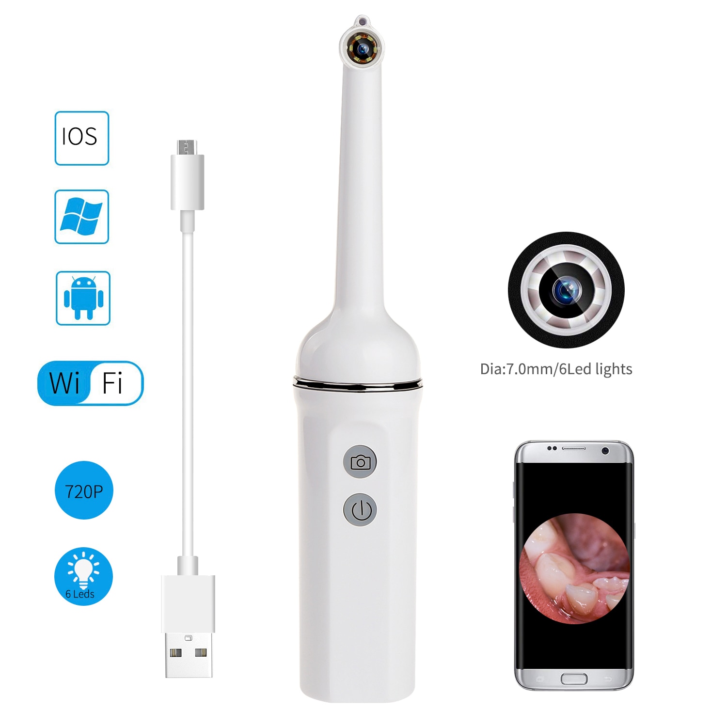 Wireless WiFi USB Intra Oral Dental Camera Intraoral 1080p Industrial Endoscope Inspection for Dentist  fotografica odontologia