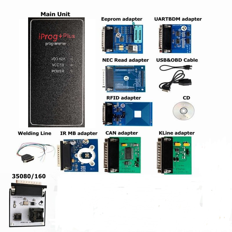 Iprog+ Plus 777 ECU Programmer IPROG with 8 Adapters/ 9 Adapters/ 10 Adapters/ 12 Adapters