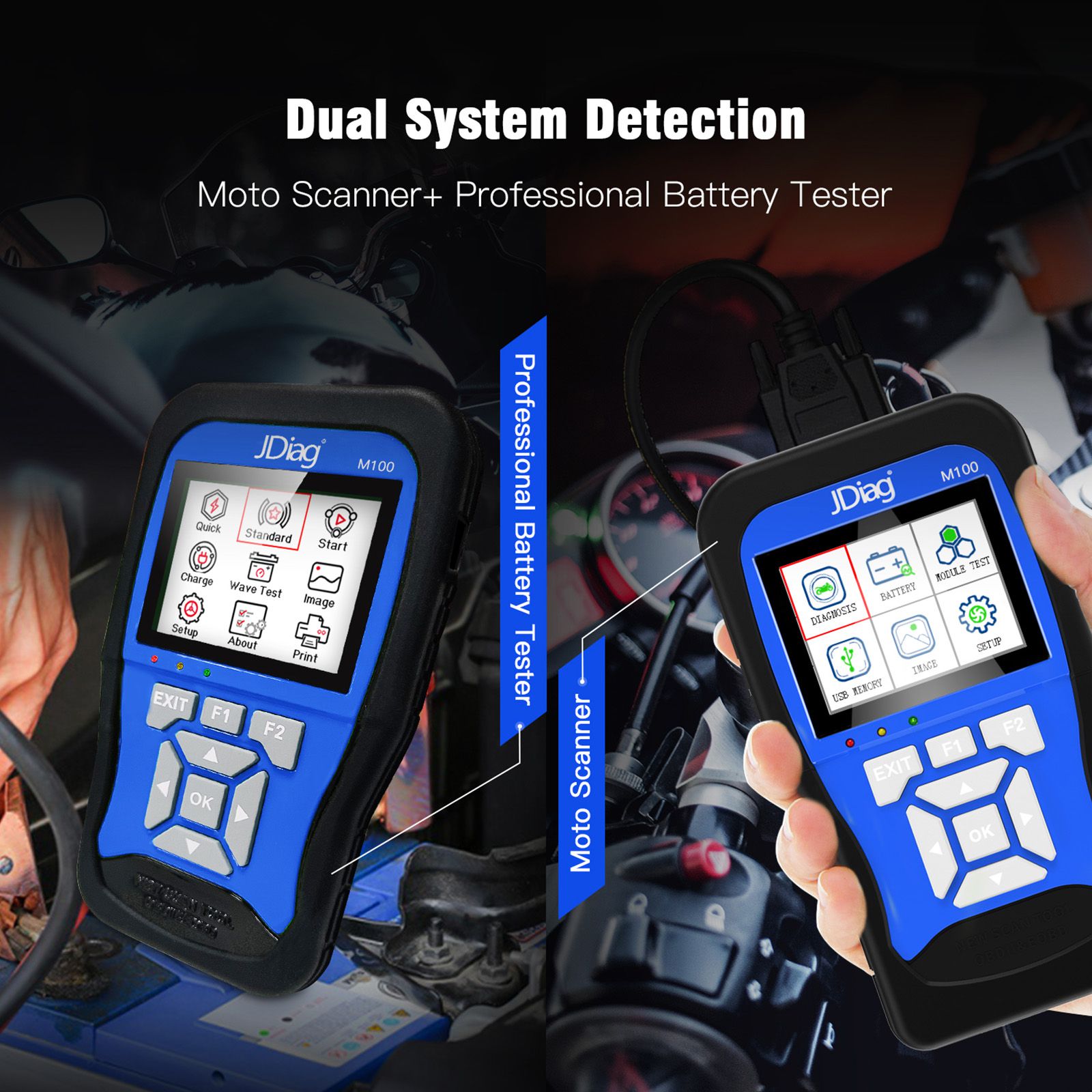 JDiag M100 Full Version Moto Scanner for Hartford, Aeon, Honda, SYM, Yamaha, Suzuki, Kymco, Kawasaki, Piaggio, PGO, KTM etc.