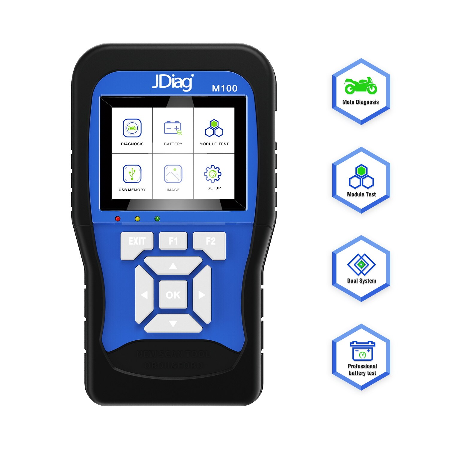 JDiag M100 Motorcycle Diagnostic Tool for k-awasaki y-amaha s-uzuki etc Motorbike Scanner Motor Scan Battery Tester