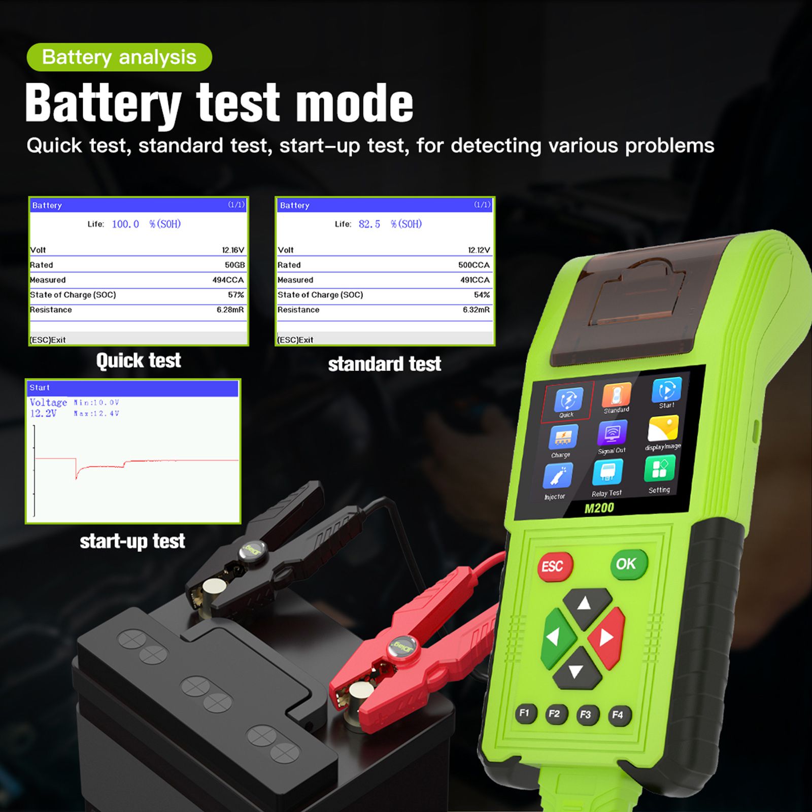 JDiag M200 Full Version Handheld Motorcycle Diagnostic Tool, Dual System Motorcycle Tester + Professional Battery Tester