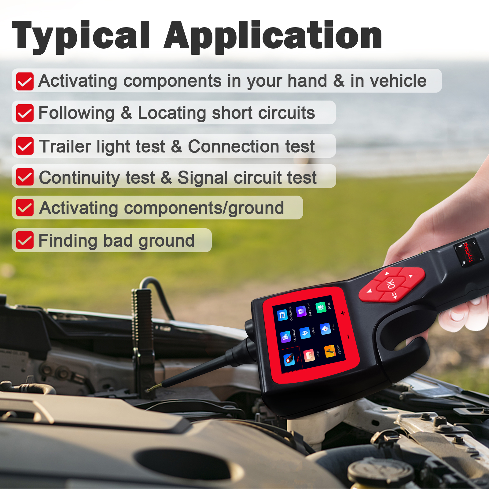 JDiag P200 Car Circuit Tester With Fuel Injector Tester Component Activatio Auto Electric System Tester For 12V 24V Vehicle