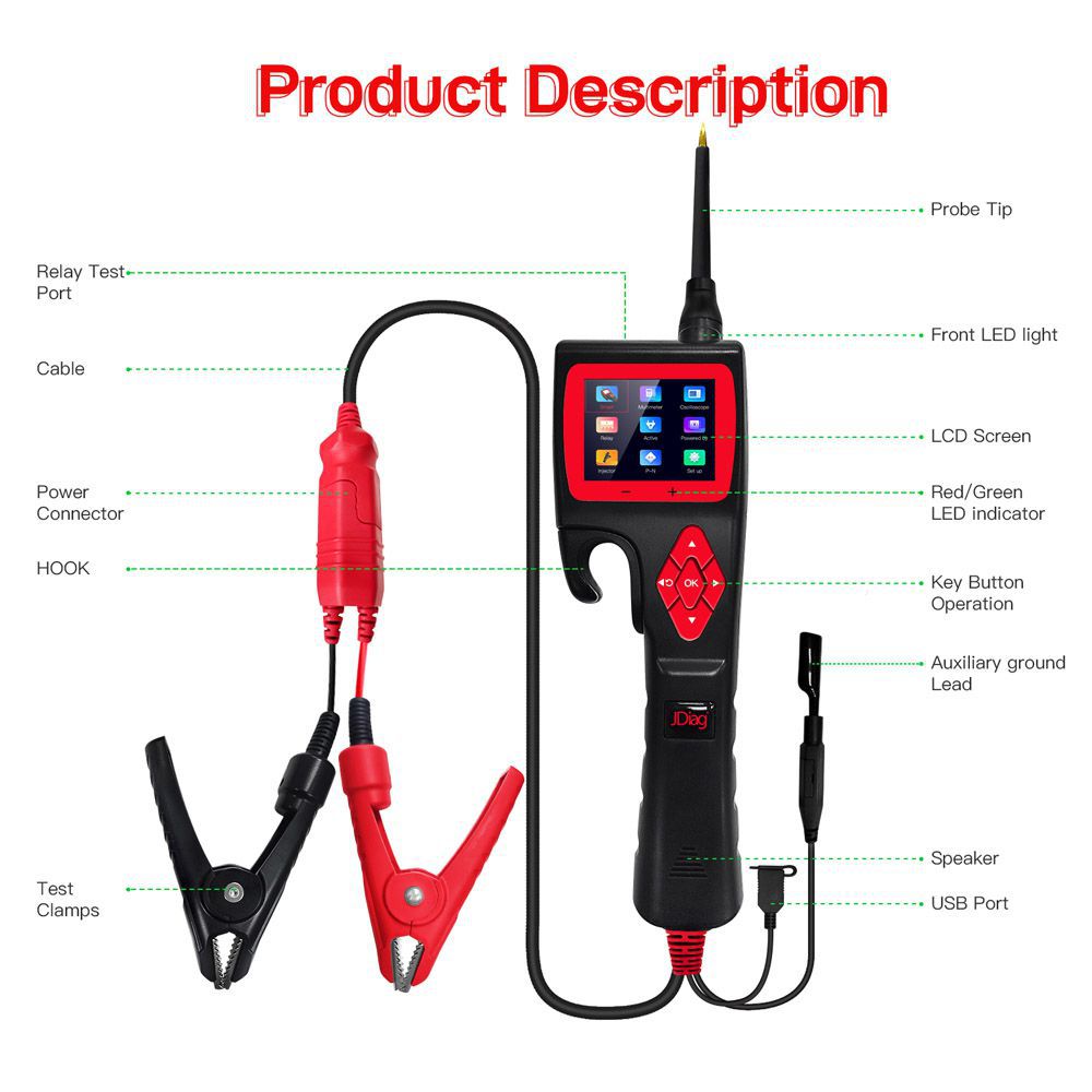 TOPDIAG P200 Automotive Electrical Circuit System Tester for Car Truck Motorcycle Boat