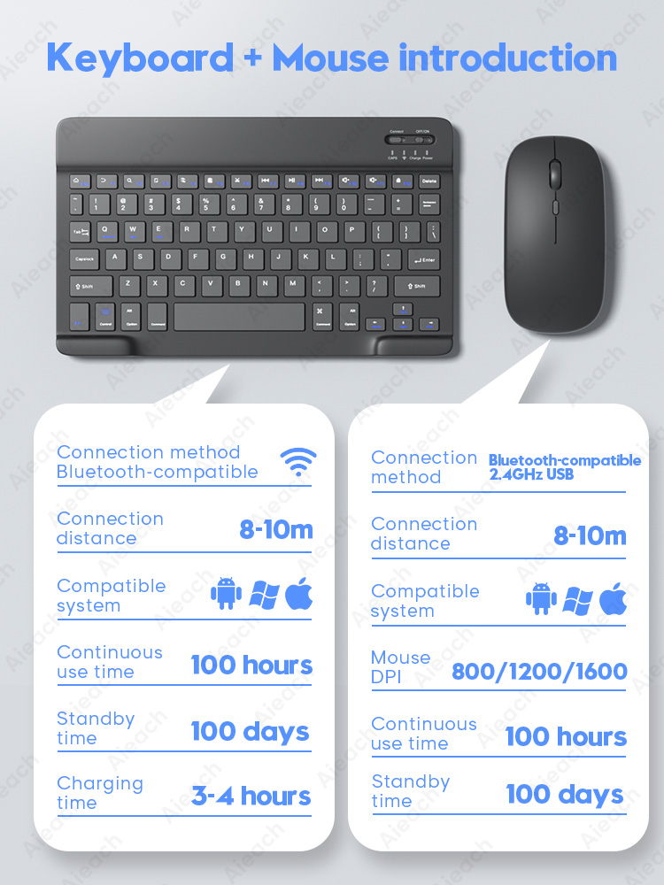 Keyboard and Mouse For Phone Smartphone iOS Android Windows Wireless Bluetooth-compatible Keyboard For Tablet iPad Laptop