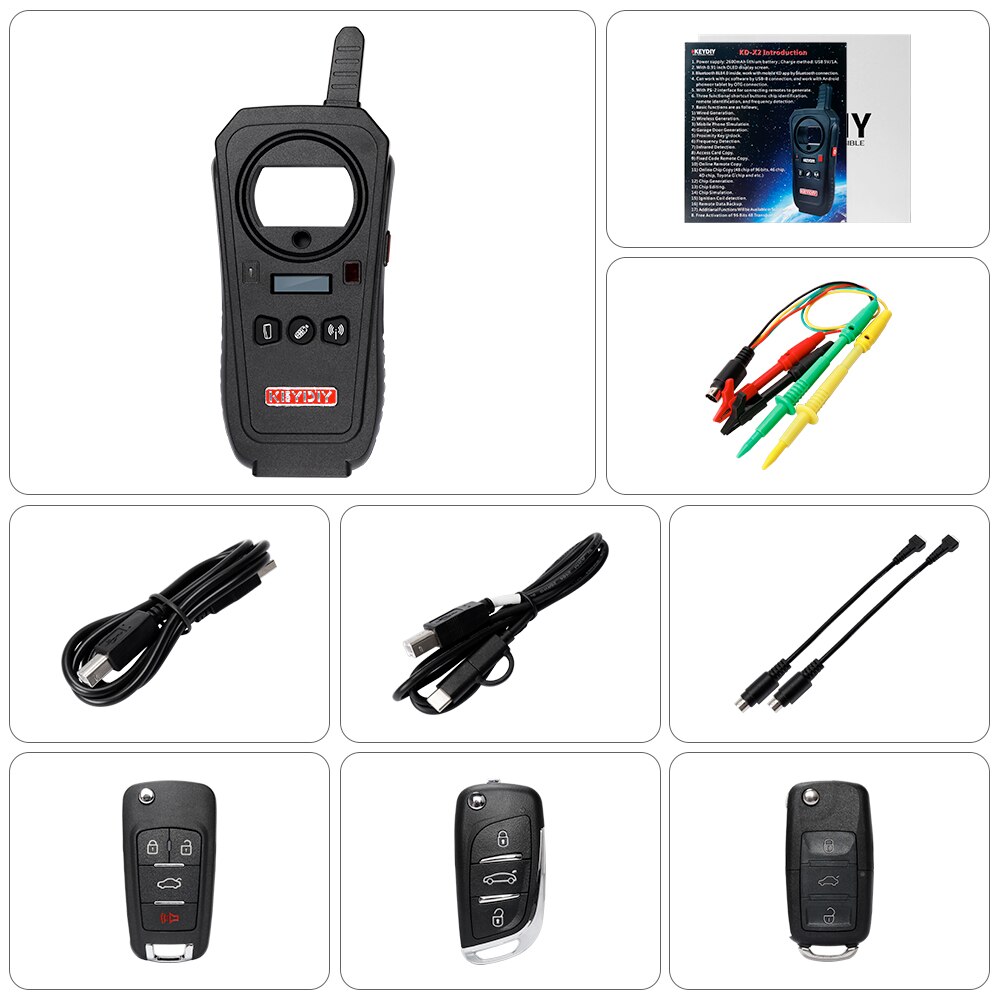 KEYDIY KD-X2 Remote Maker Unlocker with Free ID48 96bit Transponder Copy Function English Version