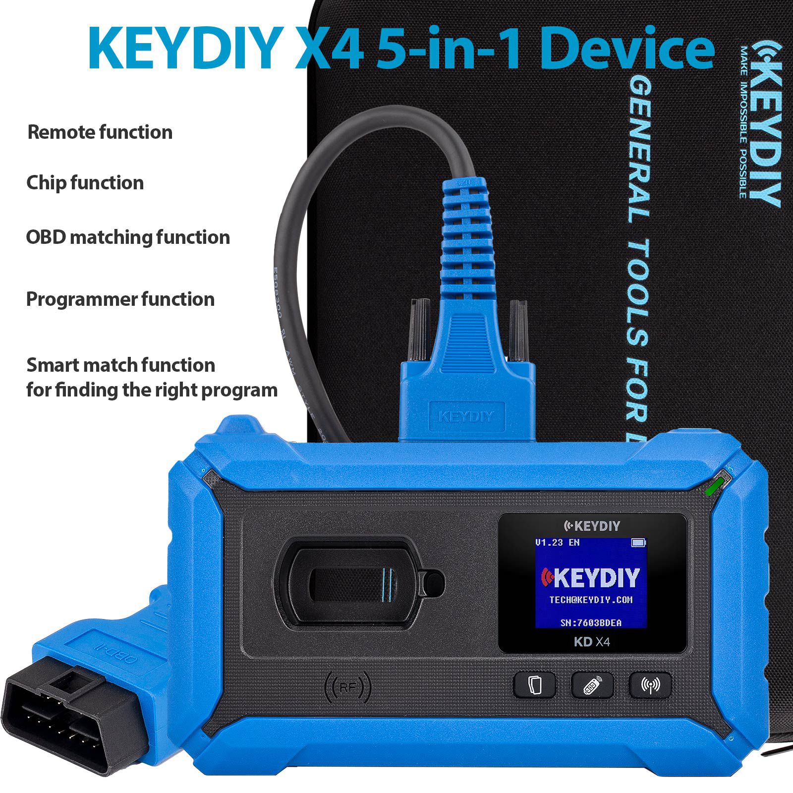 KEYDIY KD-X4 KDX4 5-in-1 Key Programmer Newly Add BDC3 Combines KD Max/ KD Mate/ Mini Prog for Key Recognition/ Generation/ Copying/ Programming etc