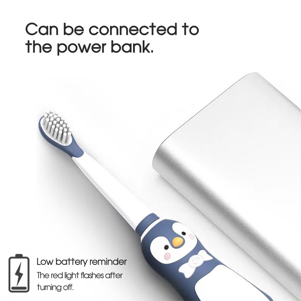 Cartoon USB Rechargeable Soft Brush 3-12 Years Old Kids Sonic Electric Toothbrush For Children's 3 Modes Oral Cleaner Care