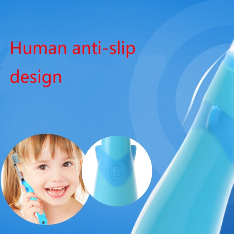 Kids Sonic Toothbrush Electric Brush Waterproof Musical Dolphin Shape LED