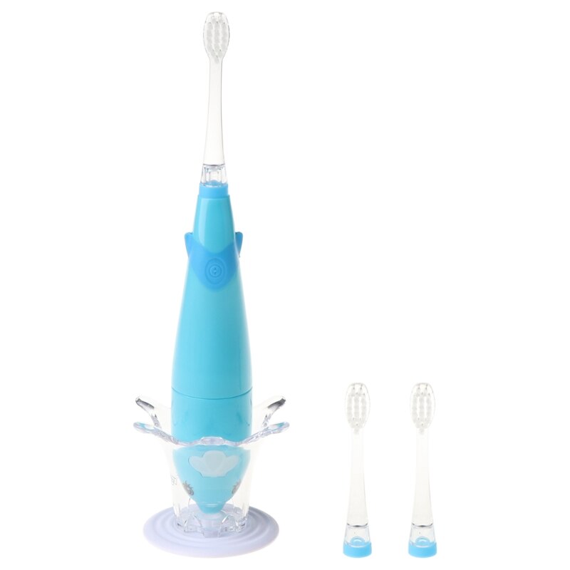 Kids Sonic Toothbrush Electric Brush Waterproof Musical Dolphin Shape LED