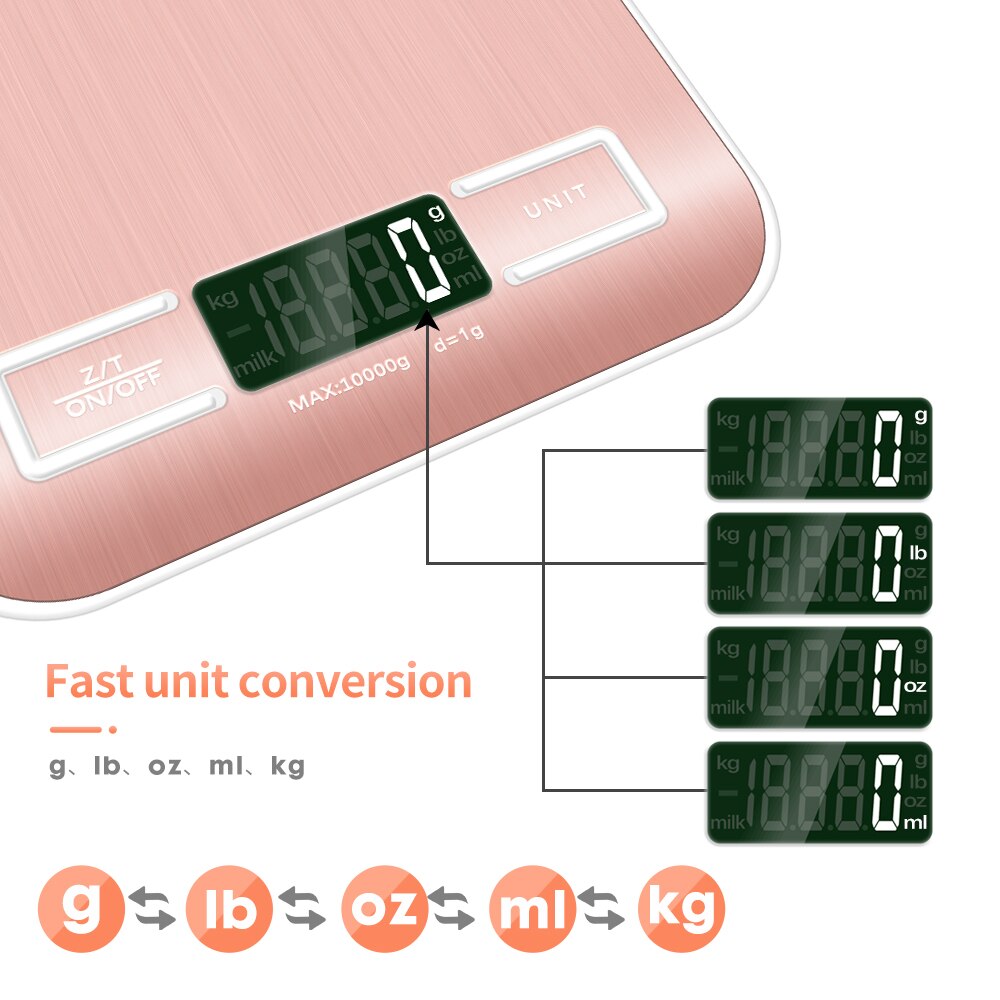 Kitchen Scale Weighing Scale 10Kg 1g Stainless Steel LCD Electronic Scales Precise Food Diet Cooking Balance Measuring